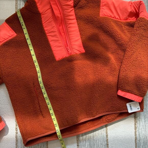 Free People Movement Lead The Pack Neon Coral Combo Fleece Oversized Hoodie XS - Picture 6 of 12